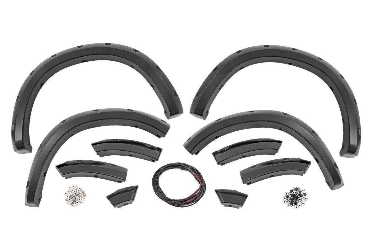 Ram 1500 Classic Fender Flares - Rough Country - Pocket, Simulated Riveted Look - Granite Crystal - '19-'23